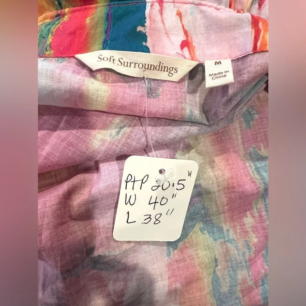 Soft Surroundings Multicolor Abstract Long Sleeve Buttoned Down Dress - Picture 6 of 6